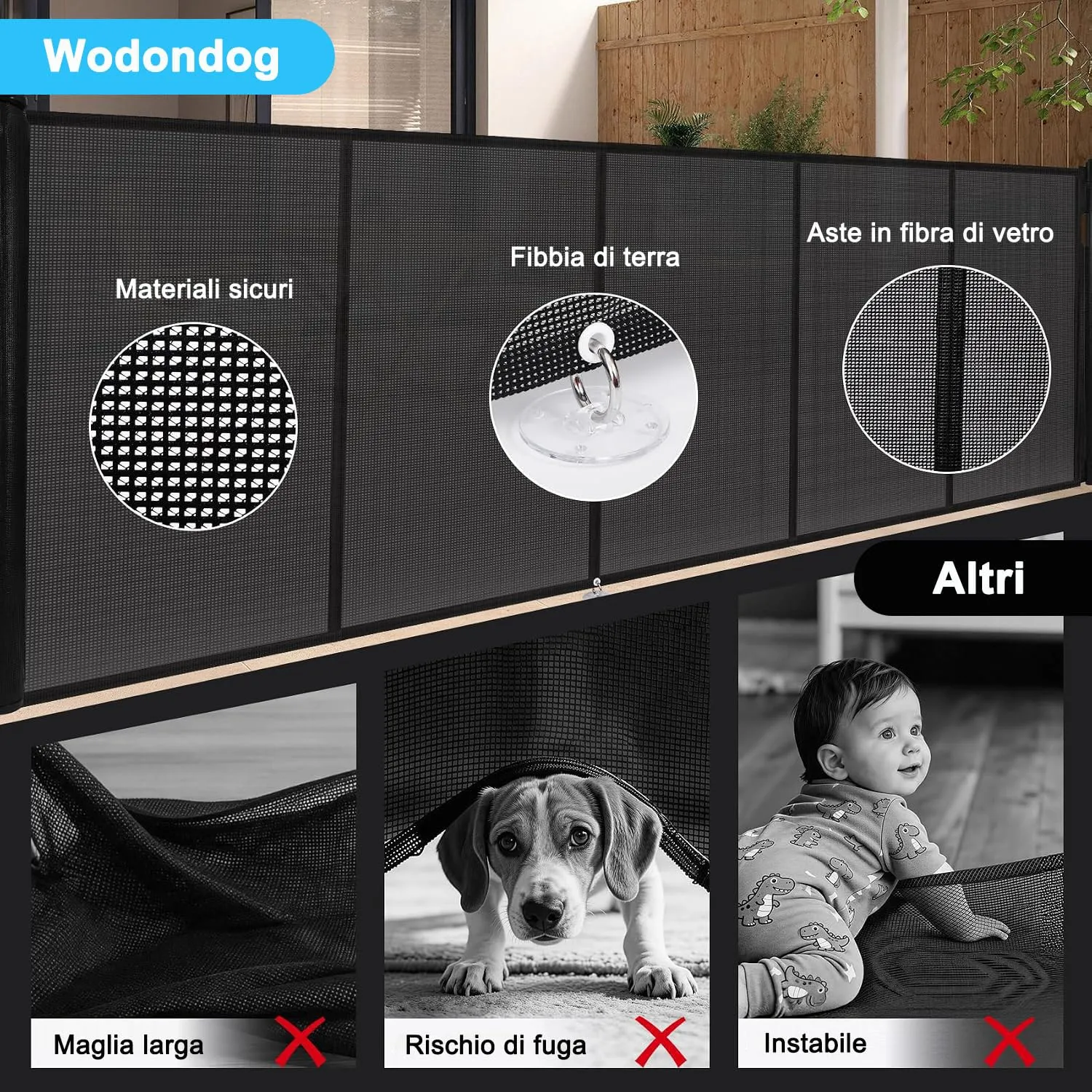 Cancello di sicurezza retrattile extra-largo, 700 cm Porta retrattile e cancellino per bambini e animali domestici, barriera per bambini estensibile, adatto per Scale Interni Esterni Corrido - immagine 3