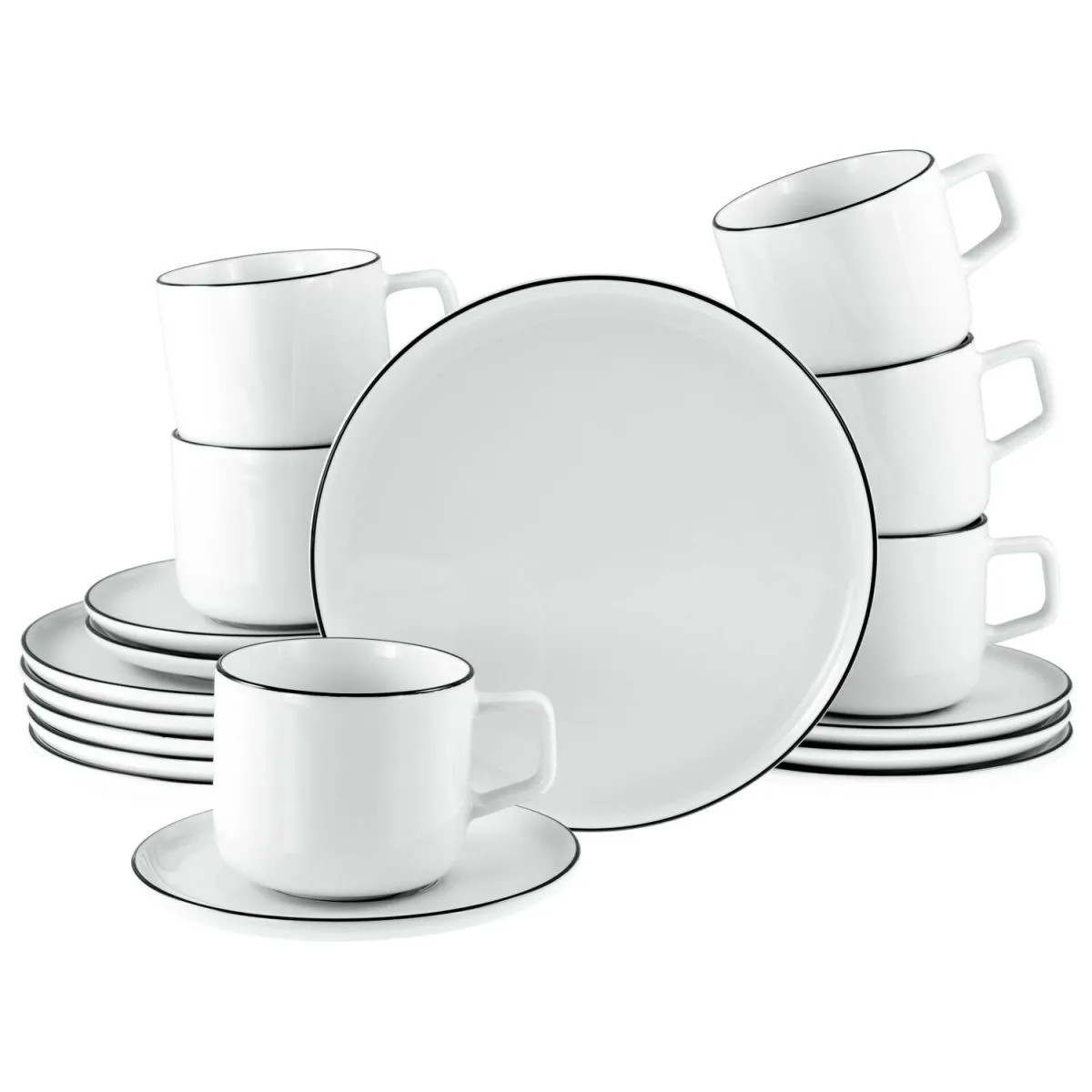 CreaTable Collezione Chef - Servizio da caffè 18 pezzi; bianco/nero - immagine 1