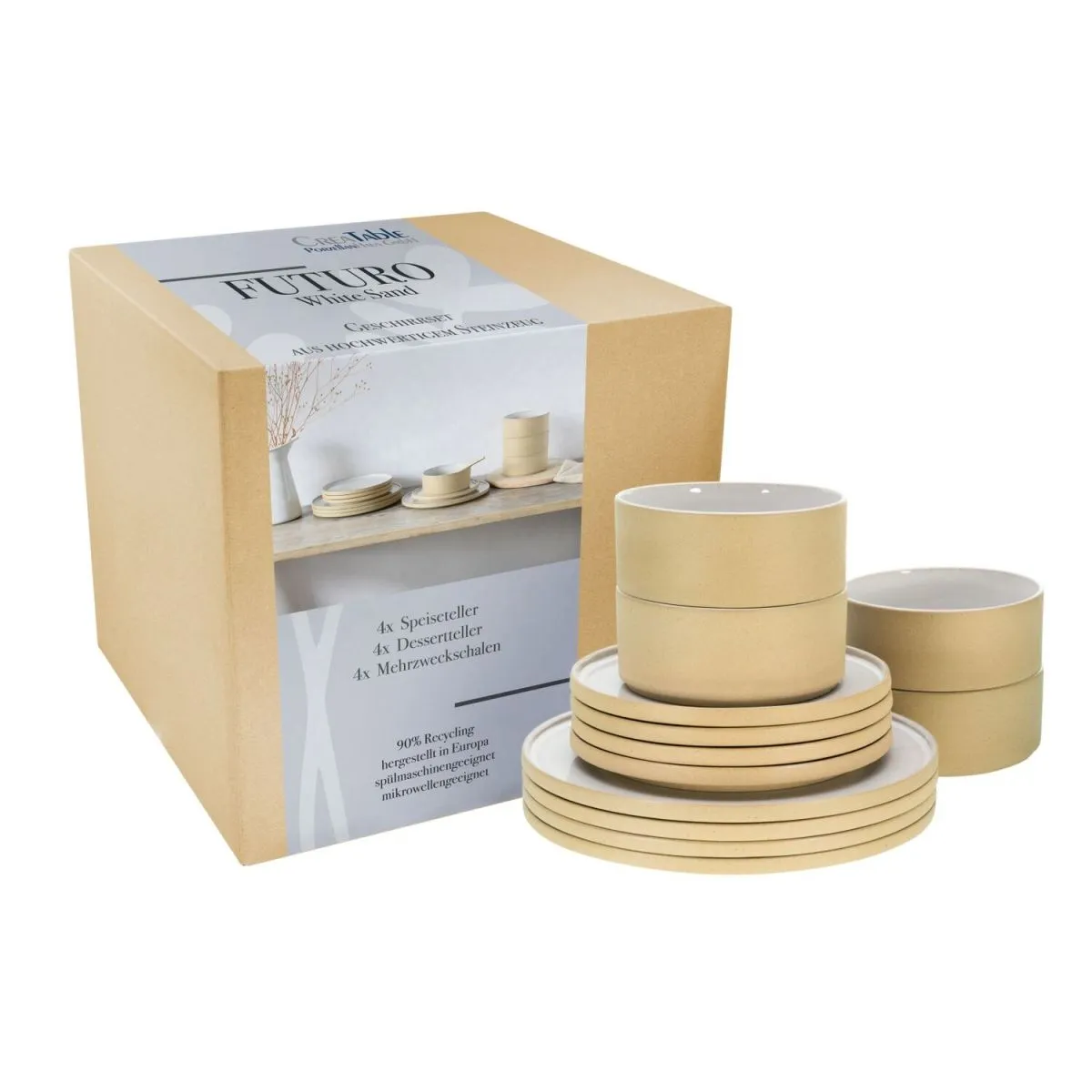 CreaTable Futuro - Set di piatti 12 pezzi; bianco crema - immagine 1