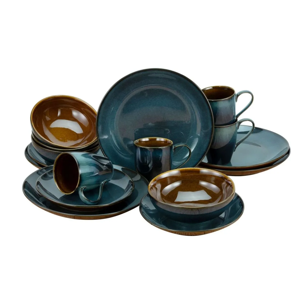 CreaTable Blu Maiorca - Servizio da 16 pezzi; blu - immagine 1
