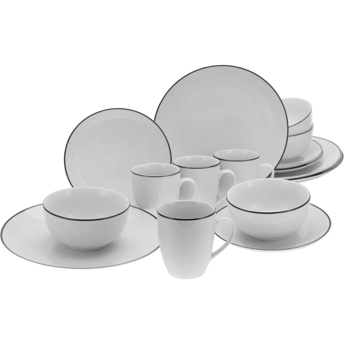 CreaTable LUNA Black Line - Servizio combinato da 16 pezzi; bianco - immagine 1