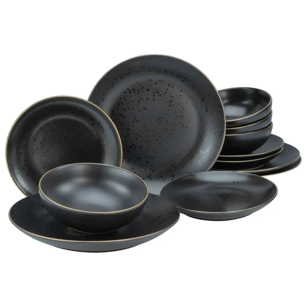 CreaTable Industrial Gold nero - set di piatti 12 pz; nero - immagine 1