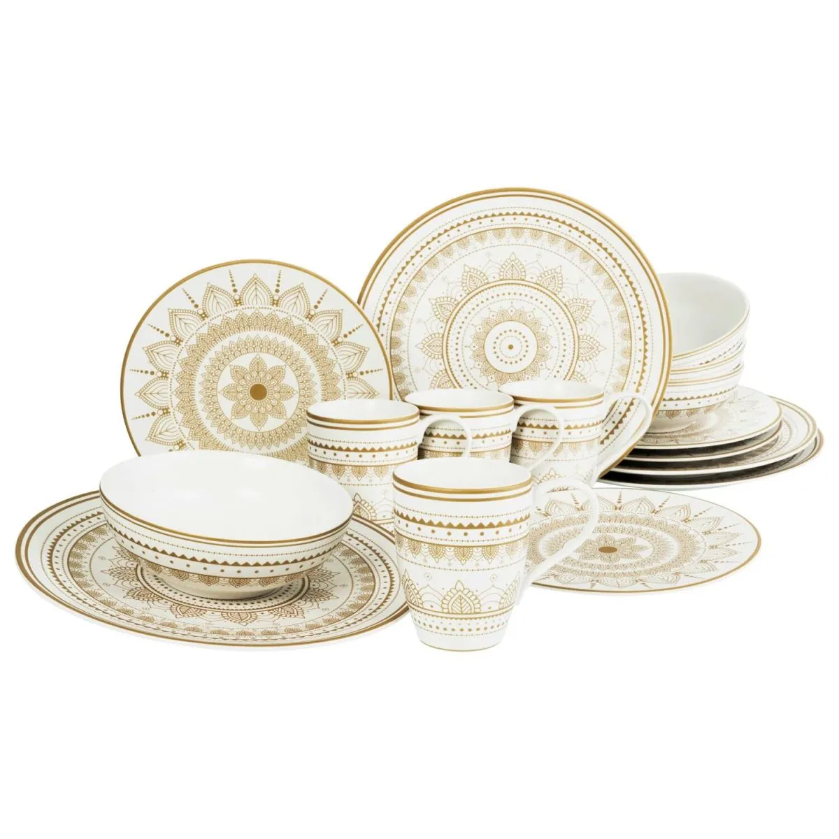 CreaTable Mandala Gold white - Servizio da tavola da 16 pezzi; oro/bianco - immagine 1