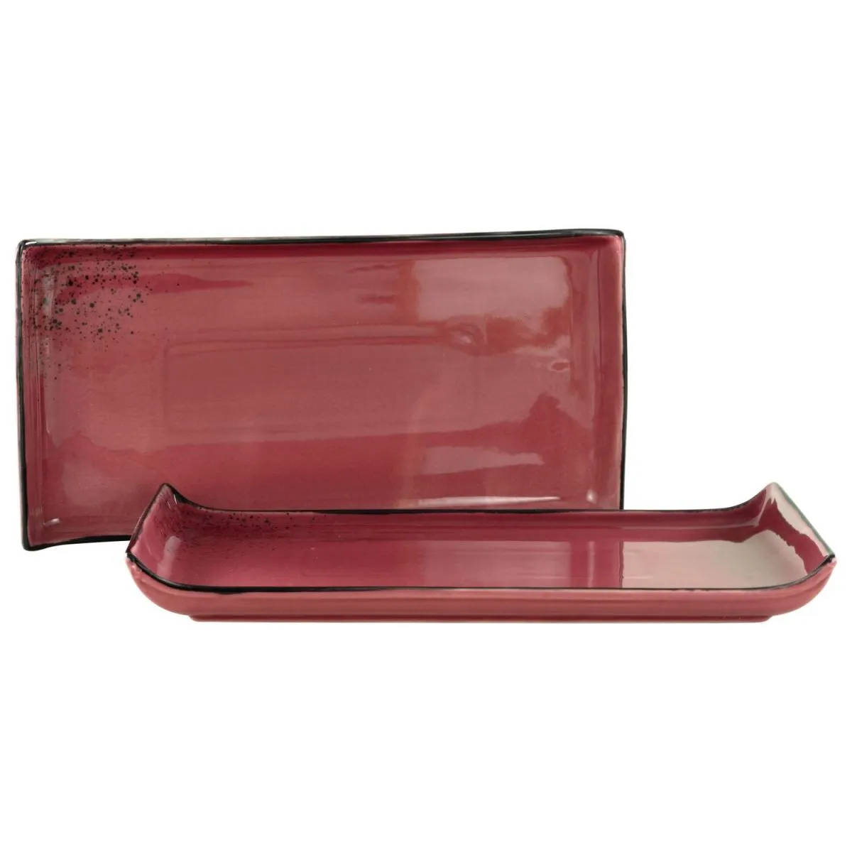 2x CreaTable Collezione Natura - Piatto da barbecue da 2 pezzi; 33x16.5x3.5 cm (LxLxH); rosso scuro; rettangolare; 2 pz. / Pacco - immagine 1