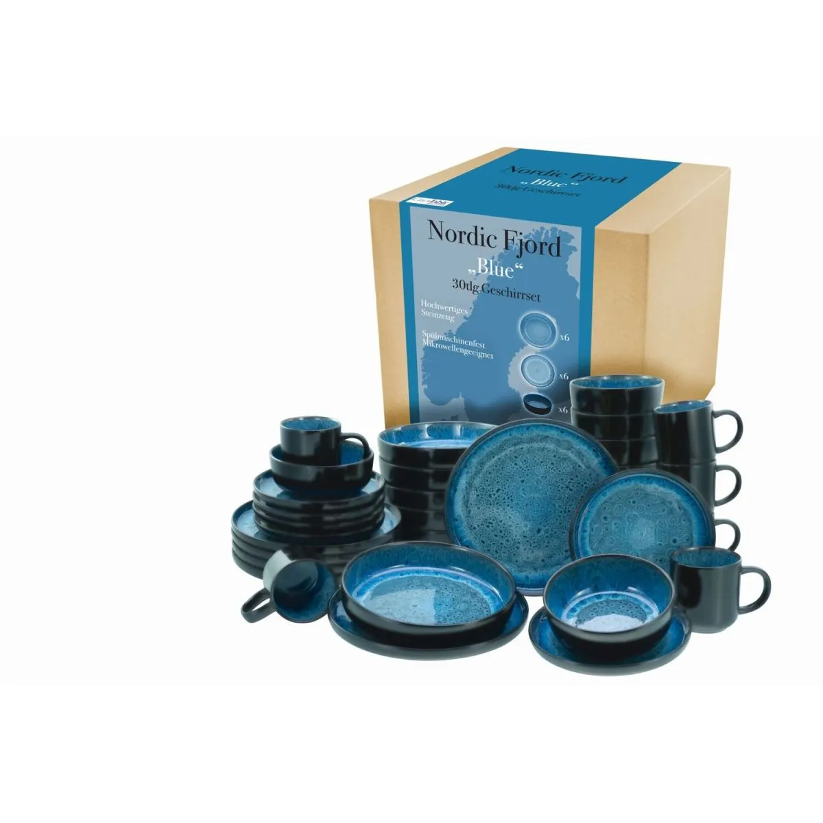 CreaTable Nordic Fjord - Servizio da tavola da 30 pezzi; blu - immagine 1