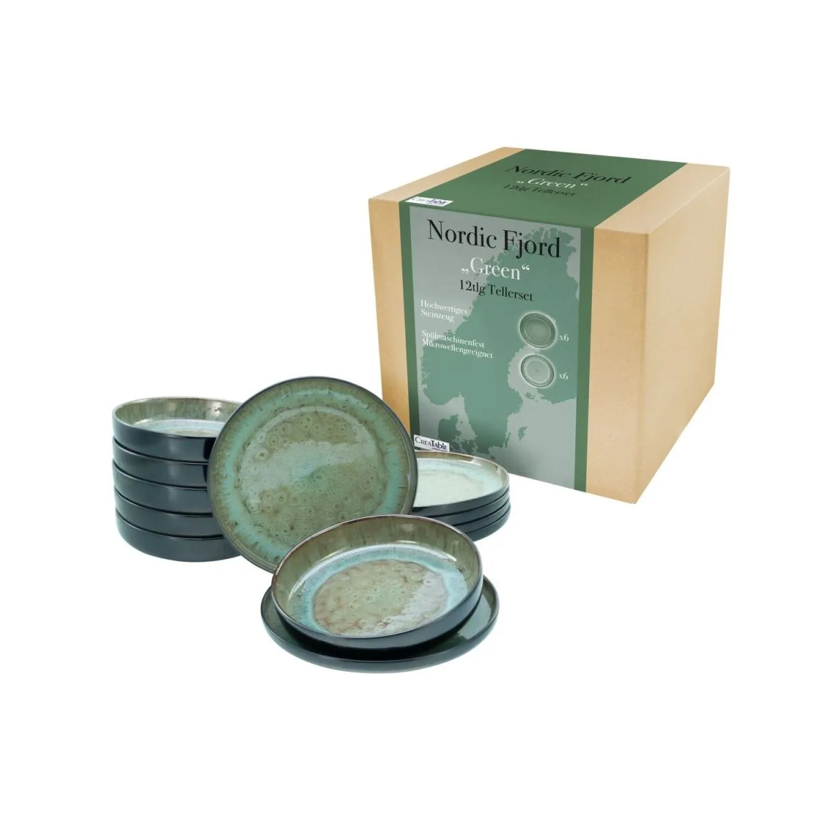 CreaTable Nordic Fjord - servizio da tavola 12 pezzi; verde - immagine 1