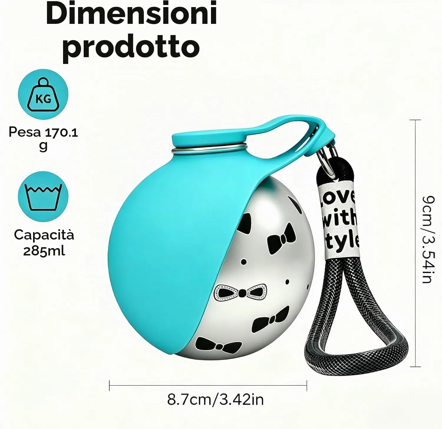 ZUMME Borraccia Cani da Esterno. 304 Acciaio Inox Borraccia per Cani 285ml - immagine 6