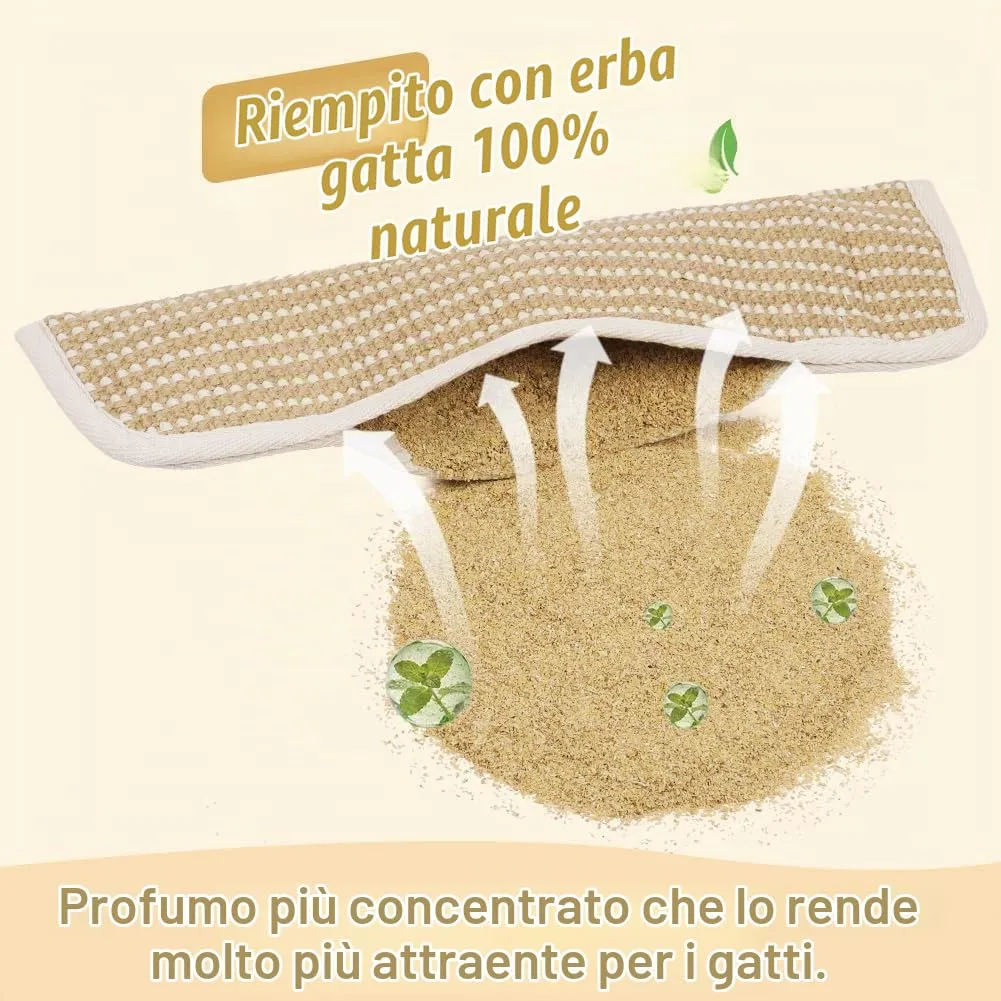 HOTUT 2 Pezzi Cuscino Erba Gatta,Giocattolo per Gatti con Erba Gatta,Giochi al Chiuso in Sisal Naturale per Giocare, Mordere, Masticare,Cats Dental Care per Gattini e Adulti - immagine 3