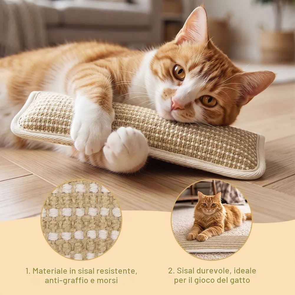HOTUT 2 Pezzi Cuscino Erba Gatta,Giocattolo per Gatti con Erba Gatta,Giochi al Chiuso in Sisal Naturale per Giocare, Mordere, Masticare,Cats Dental Care per Gattini e Adulti - immagine 4