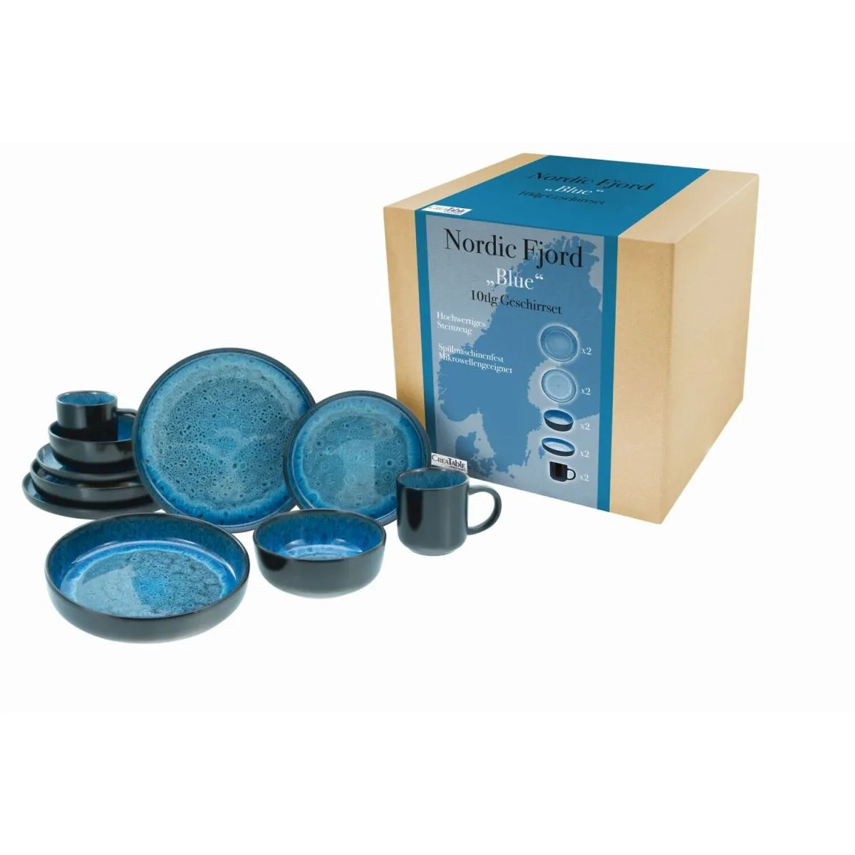 CreaTable Nordic Fjord - Servizio da tavola da 10 pezzi; blu - immagine 1