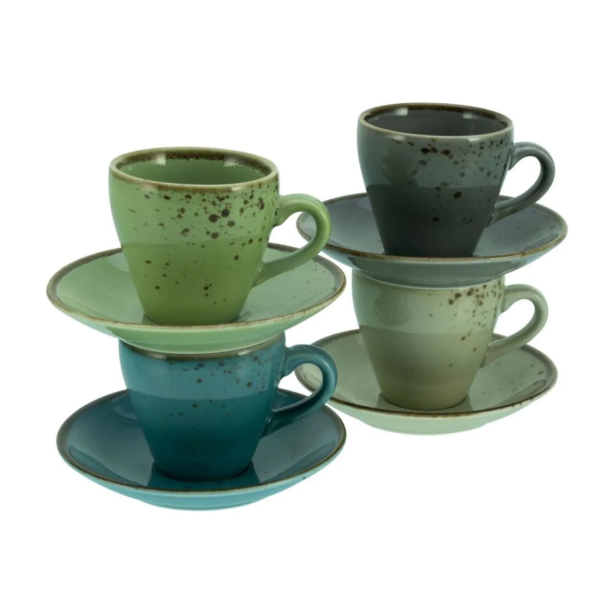 CreaTable Collezione Natura - Set da 8 pezzi per caffè espresso; verde/verde oliva/petrolio - immagine 1