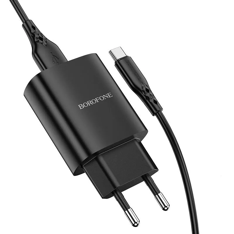 Caricabatterie da Rete con Cavo USB-C Borofone BN1, 10W, 2.1A, 1 x USB-A, Nero - immagine 1