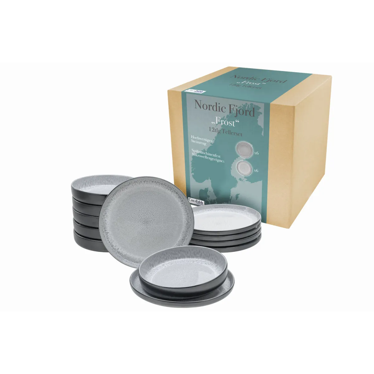 CreaTable Nordic Fjord - servizio da tavola 12 pezzi; grigio - immagine 1