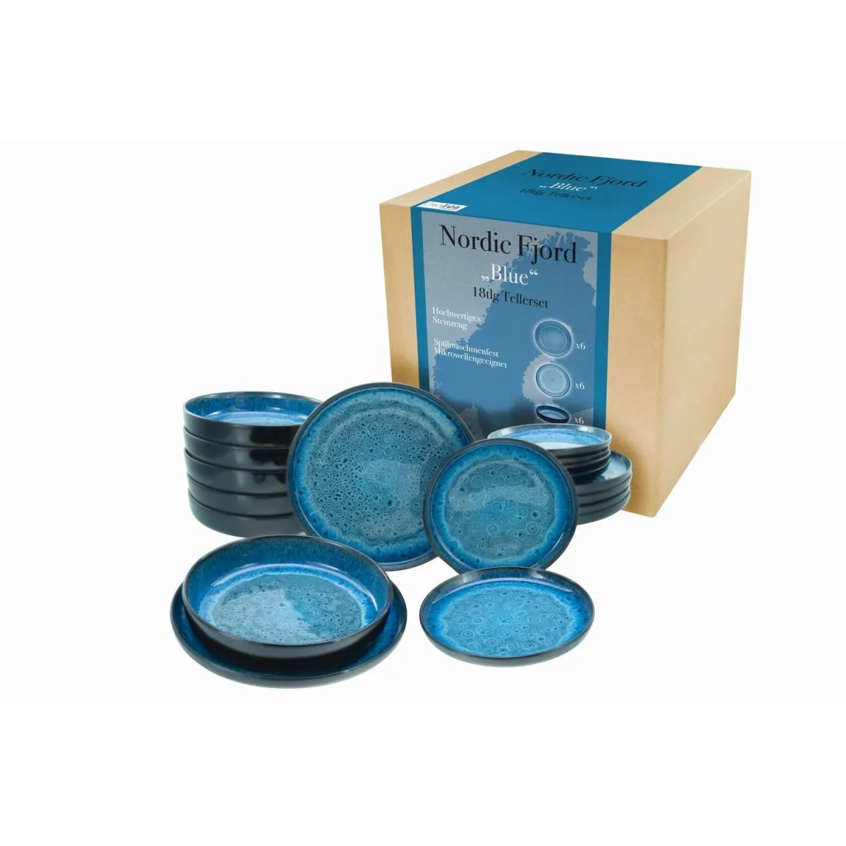 CreaTable Nordic Fjord - Set di piatti da 18 pezzi; blu - immagine 1