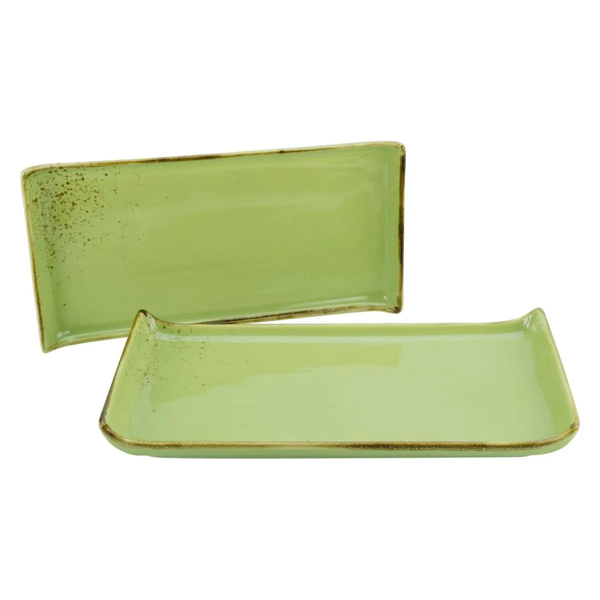 2x CreaTable Collezione Natura - Piatto da barbecue da 2 pezzi; 33x16.5x3.5 cm (LxLxH); verde; rettangolare; 2 pz. / Pacco - immagine 1