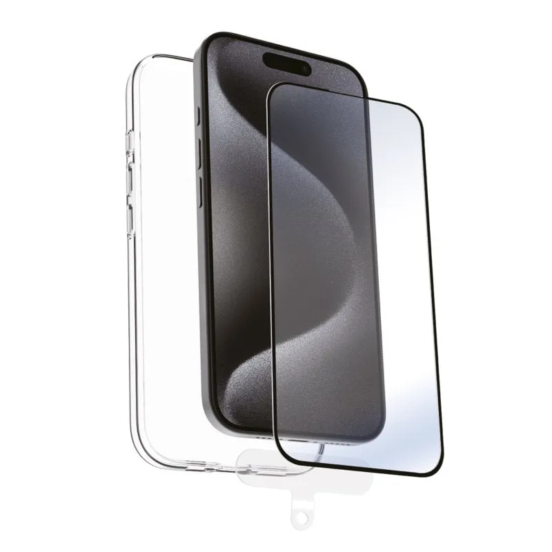 Custodia Muvit For Change per Apple iPhone 16 Pro Max + protezione schermo piatto in vetro temperato cornice nera - immagine 1