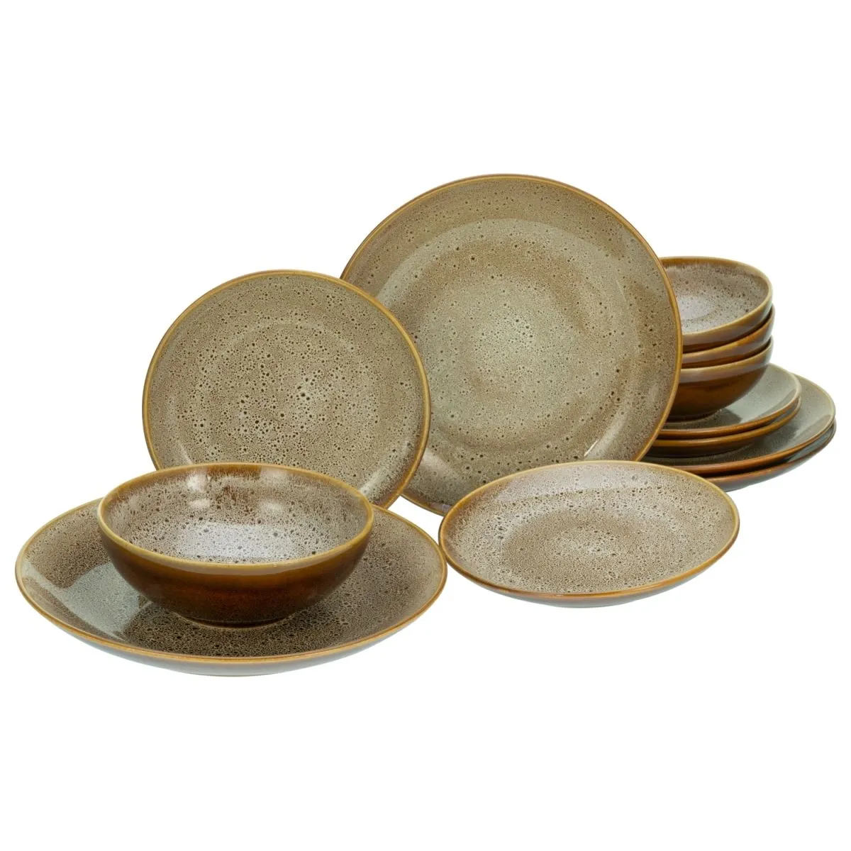 CreaTable Reac.Nost. bianco cognac - Set di piatti 12 pezzi; cognac - immagine 1