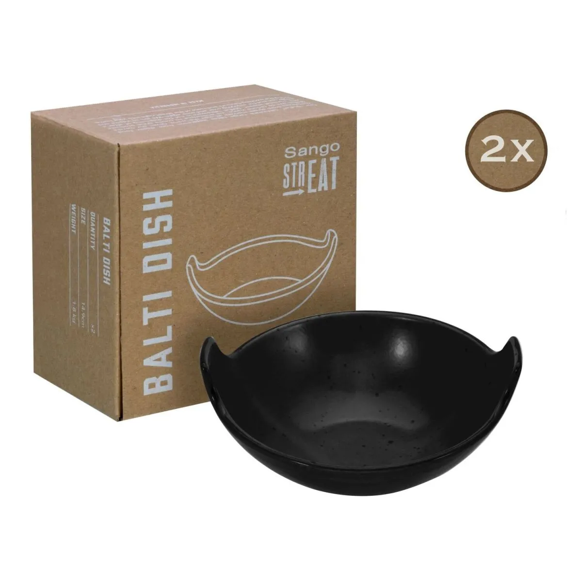 2x CreaTable STREET FOOD - Piatto Balti 2 pezzi nero; 300 ml, 17x15.5x7 cm (LxLxH); nero; rettangolare; 2 pz. / Pacco - immagine 1