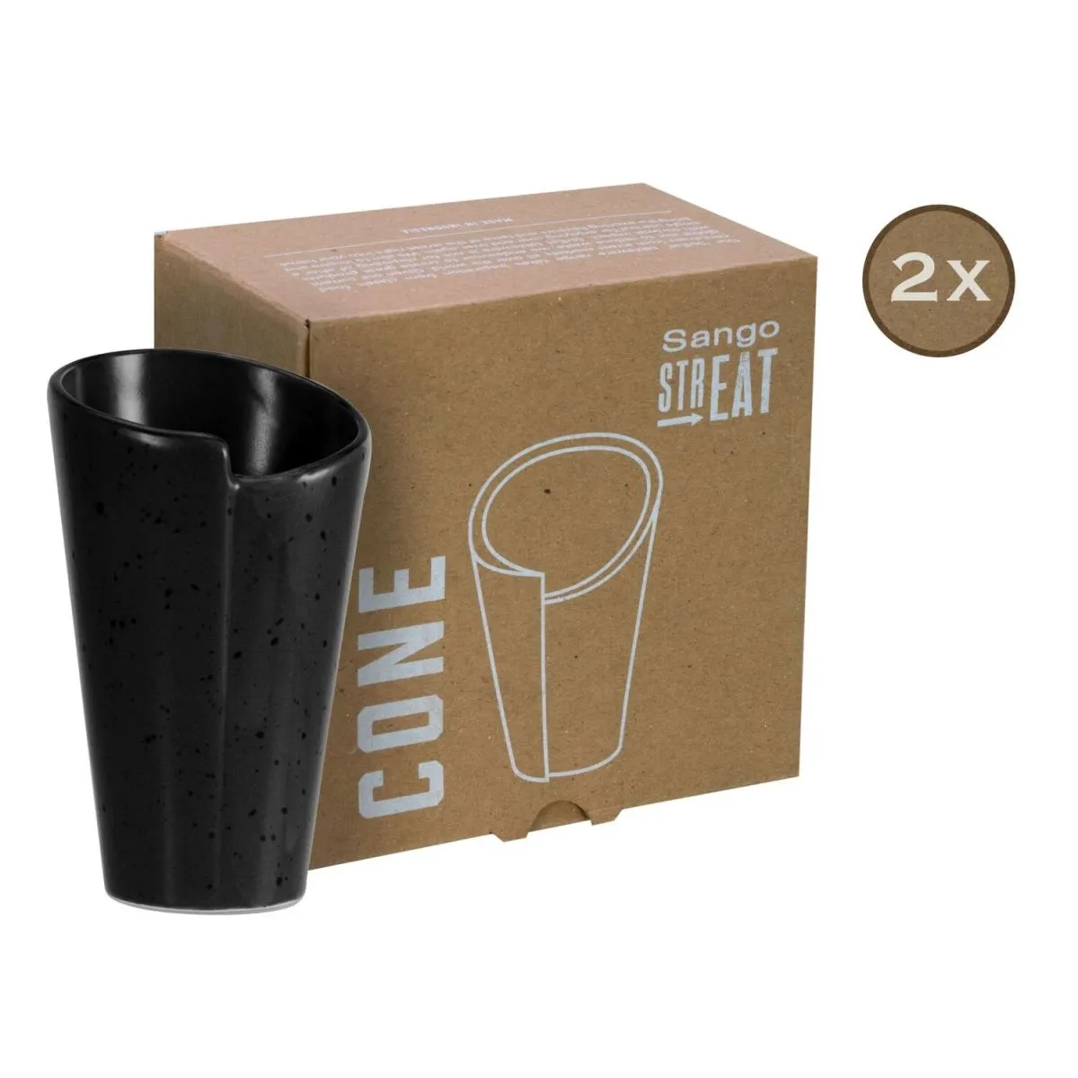 2x CreaTable STREET FOOD - Cono da 2 pezzi nero; 300 ml, 9.5x15 cm (ØxH); nero; rotonda; 2 pz. / Pacco - immagine 1