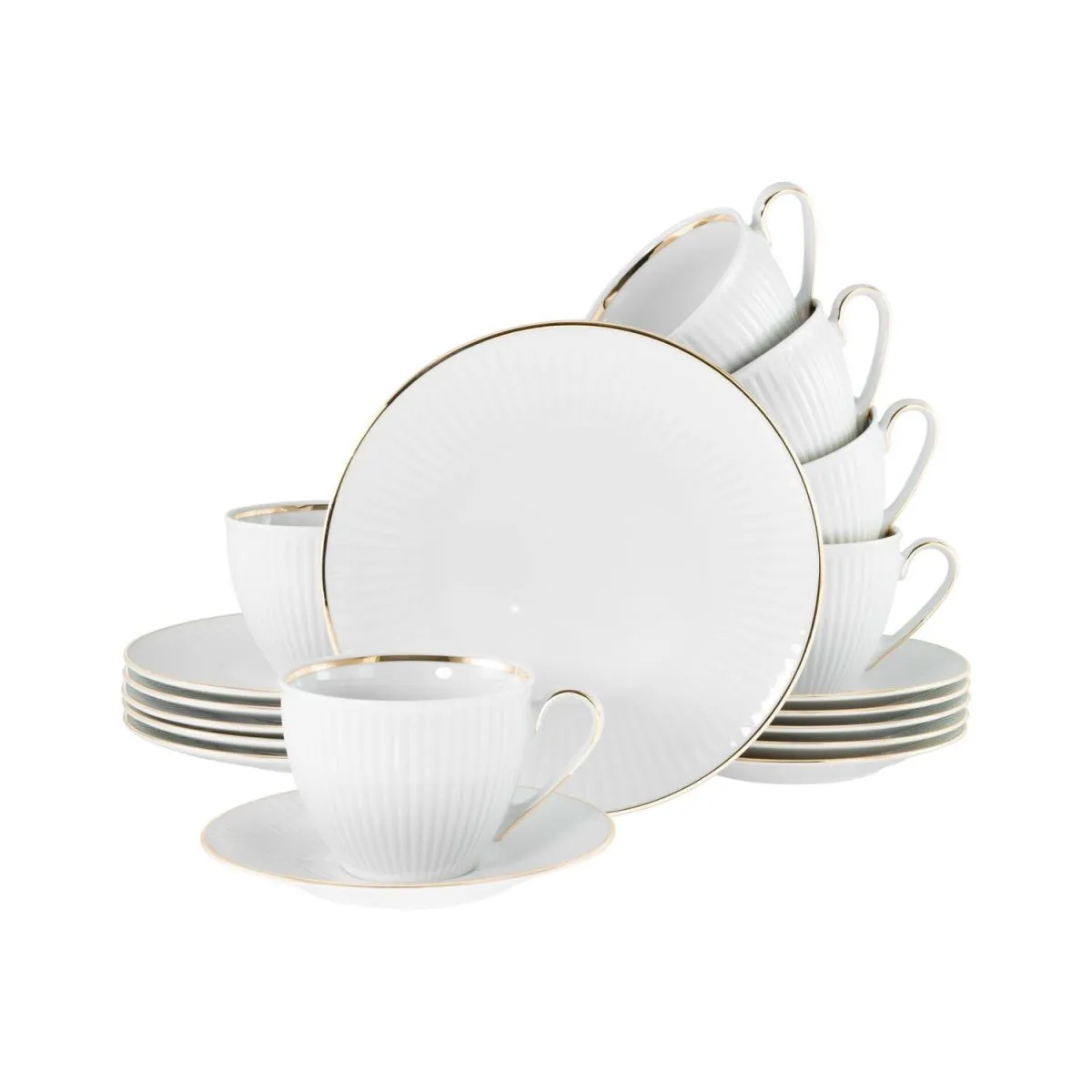 CreaTable Valencia gold - Servizio da caffè da 18 pezzi; bianco/oro - immagine 1
