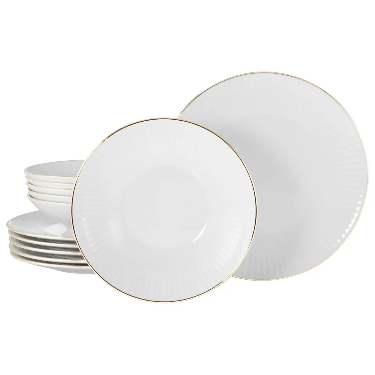 CreaTable Valencia oro - servizio da tavola 12 pezzi; bianco/oro - immagine 1