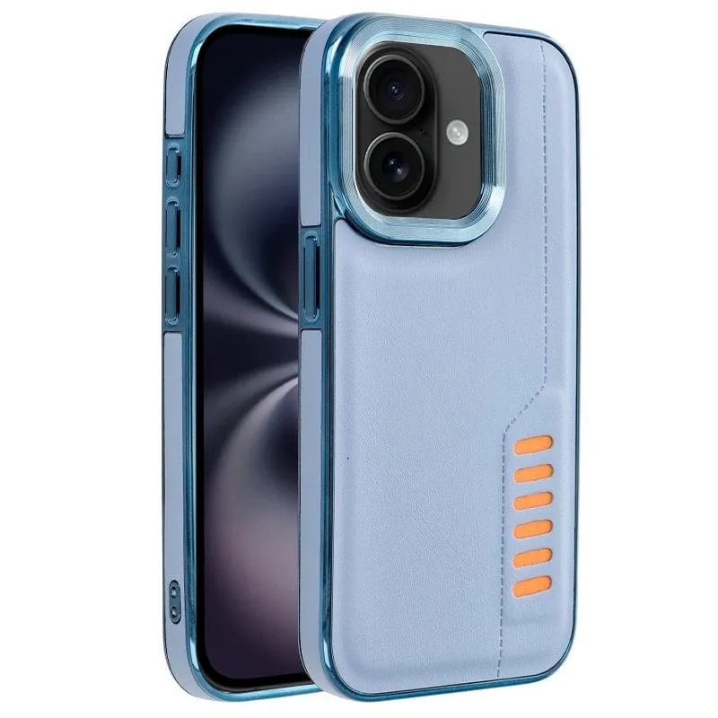 Custodia Cool Milano in TPU rinforzato e similpelle blu per iPhone 16 - immagine 1