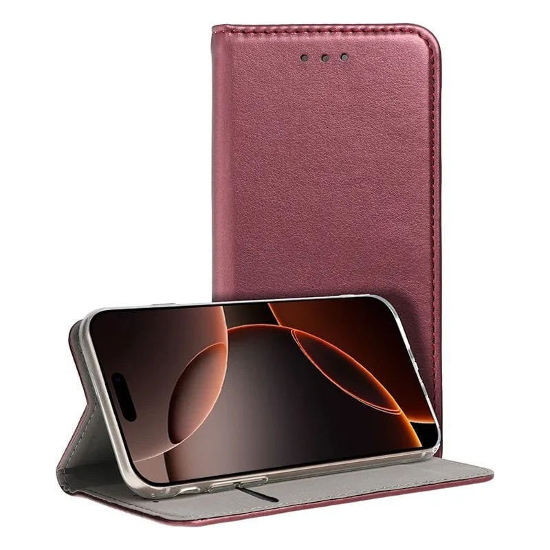 Custodia Flip Cover tinta unita bordeaux per iPhone 16 Pro Max - immagine 1