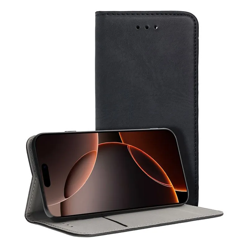 Custodia Flip Cover nera semplice e alla moda per iPhone 16 Pro Max - immagine 1