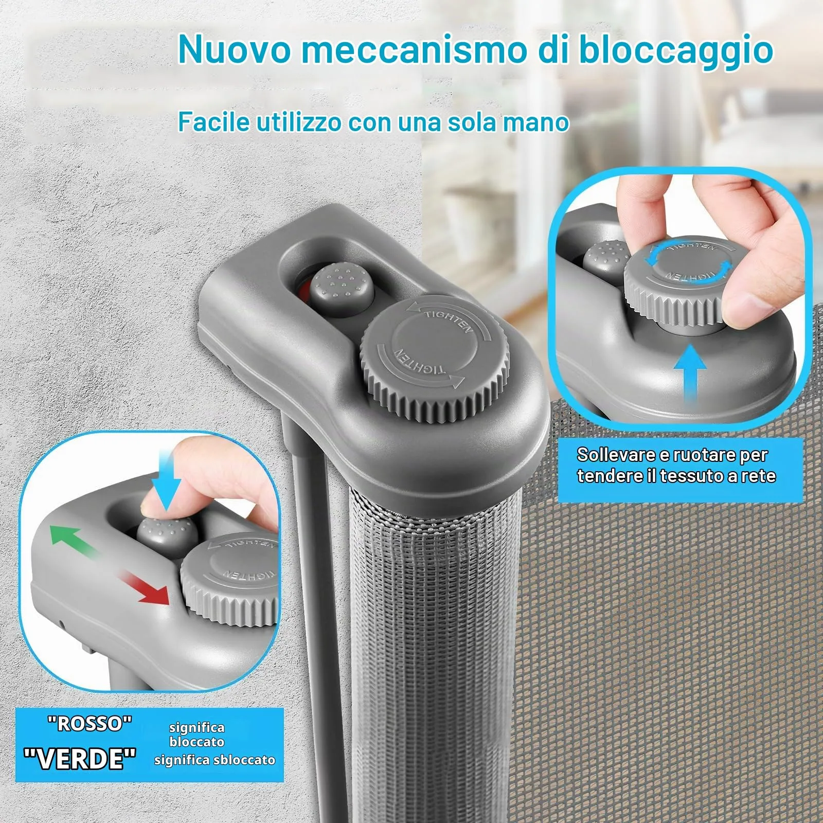 Griglia di protezione per scale, allungabile, 300 cm Porta retrattile e cancelletto per bambini e animali domestici, utilizzabile con una sola mano, per scale, porte, interni ed esterni - immagine 3
