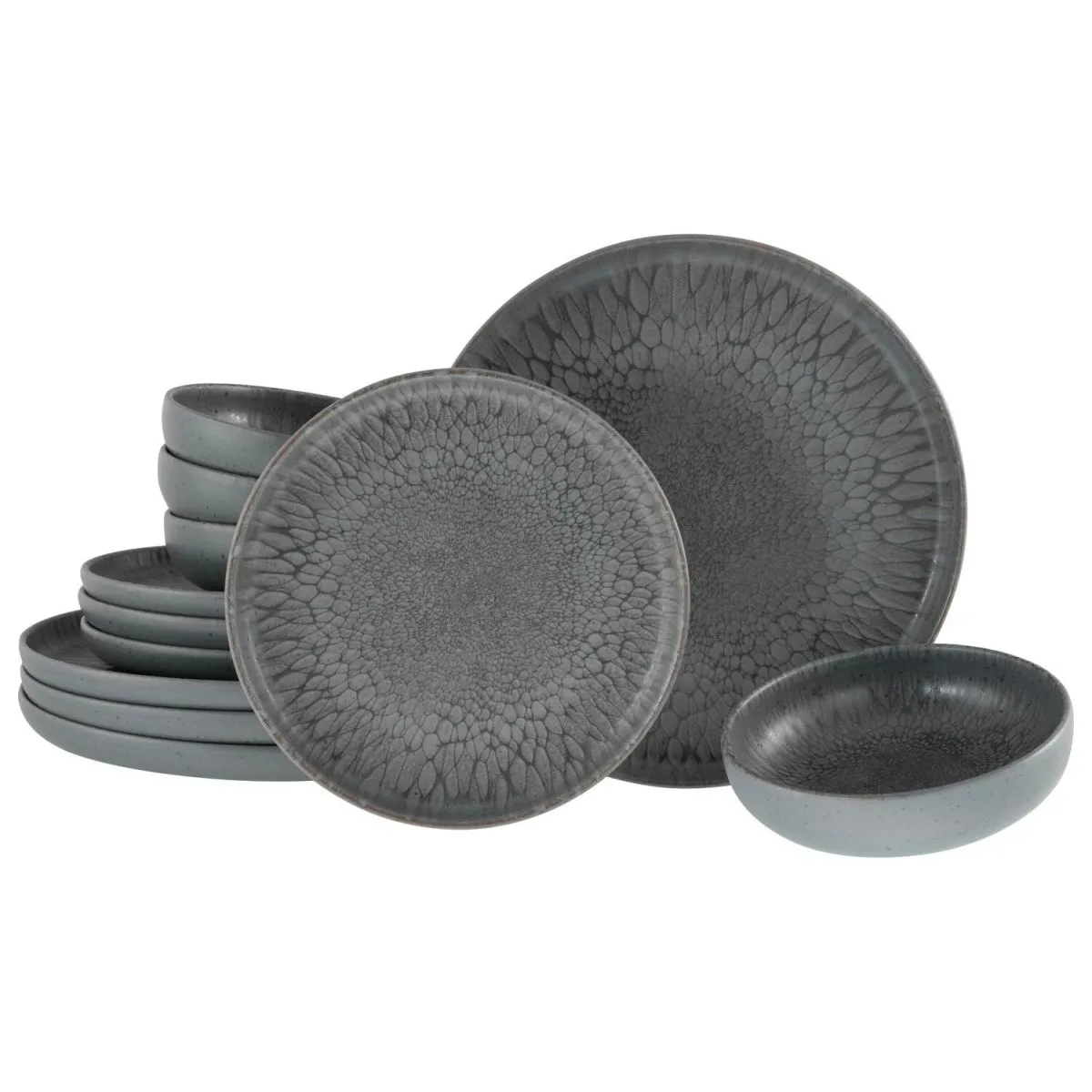 CreaTable Uno grey - set di piatti 12 pezzi; grigio melange - immagine 1