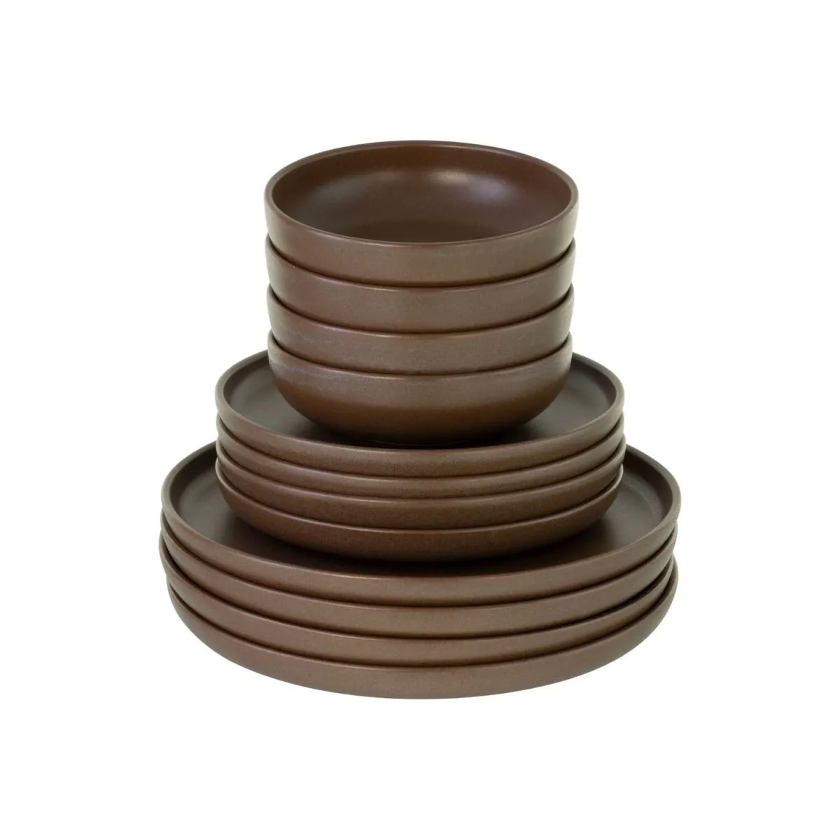 CreaTable Uno grey - set di piatti 12 pezzi; marrone - immagine 1