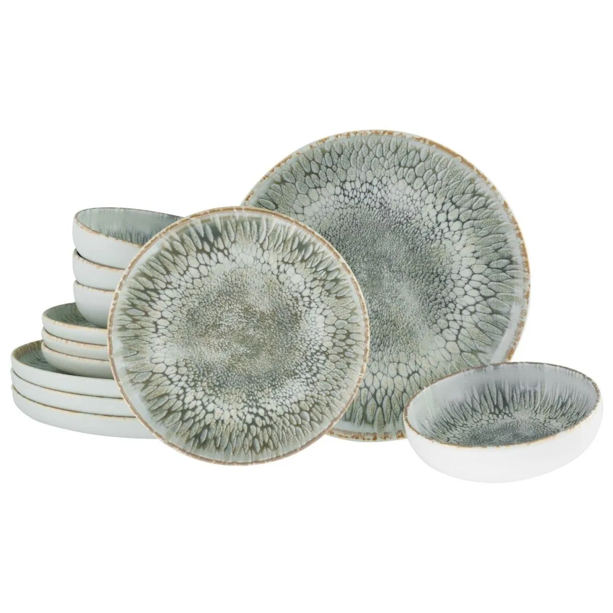 CreaTable Uno grey - set di piatti 12 pezzi; grigio chiaro melange - immagine 1
