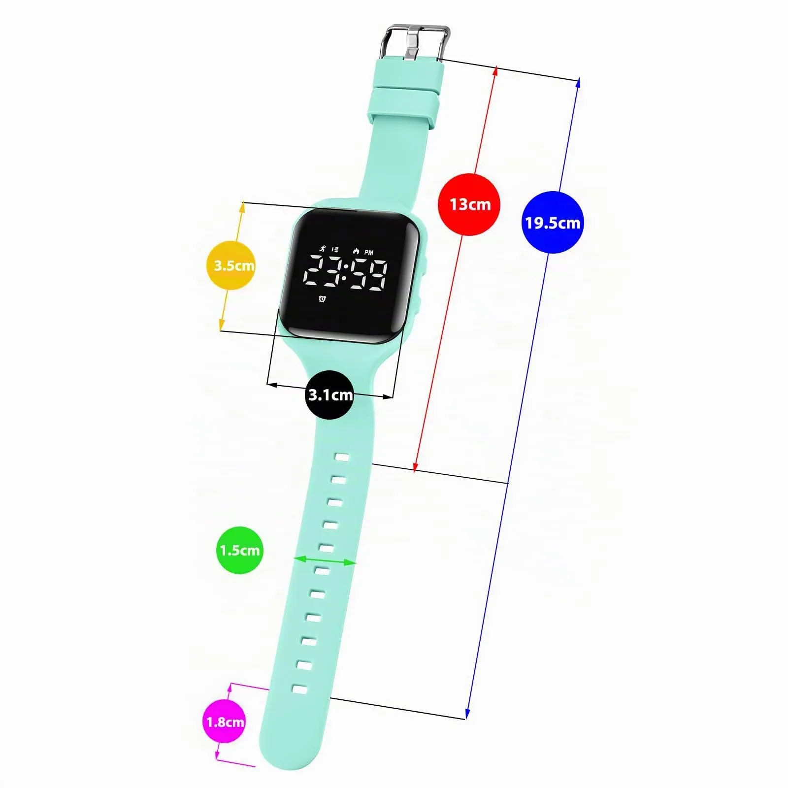 aswan watch Orologio Digitale Bambina Bambino con Contapassi,Calorie e Distanza senza App,Sveglia, Cronometro, Data, Luce-Orologio da polso Ragazza Ragazzo con Cinturino in Silicone - immagine 6