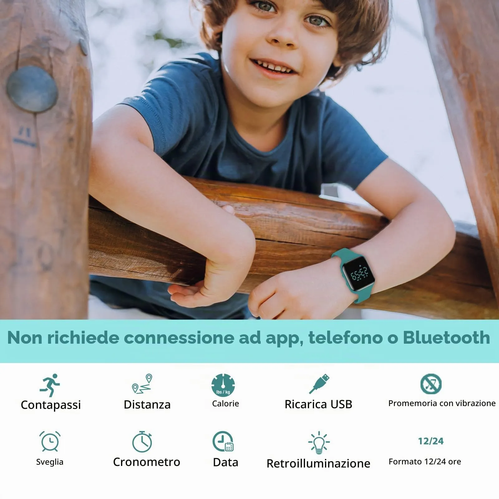 aswan watch Orologio Digitale Bambina Bambino con Contapassi,Calorie e Distanza senza App,Sveglia, Cronometro, Data, Luce-Orologio da polso Ragazza Ragazzo con Cinturino in Silicone - immagine 2