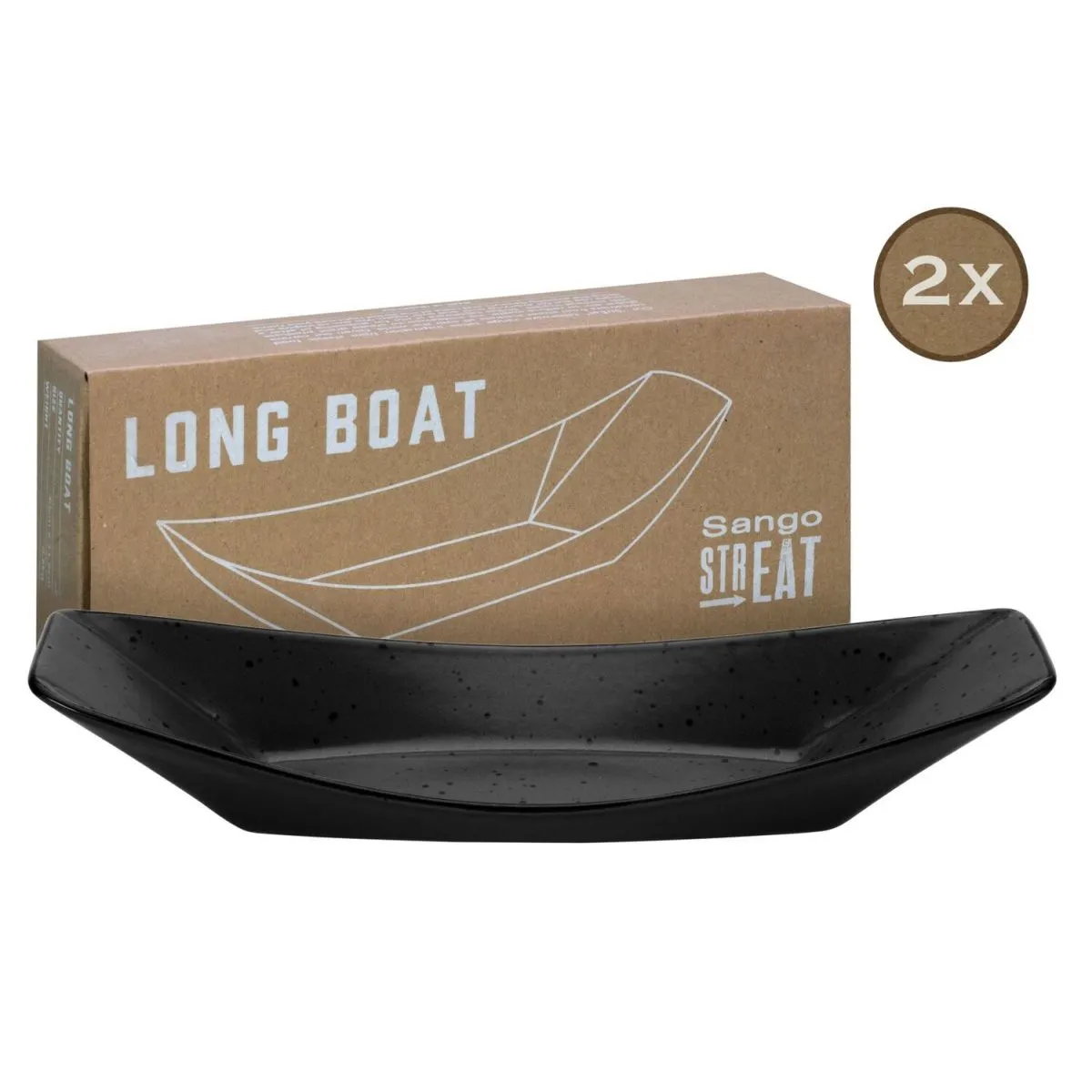 2x CreaTable STREET FOOD - 2 pezzi barca lunga verde; 30x12x5.5 cm (LxLxH); nero; 2 pz. / Pacco - immagine 1
