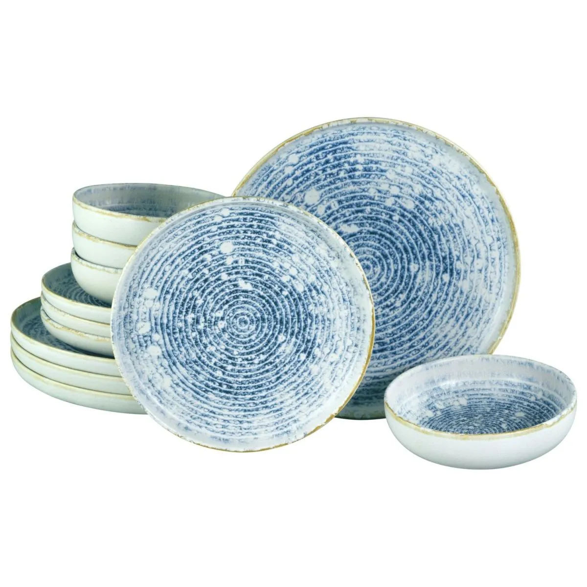 CreaTable Uno grey - set di piatti 12 pezzi; azzurro melange - immagine 1