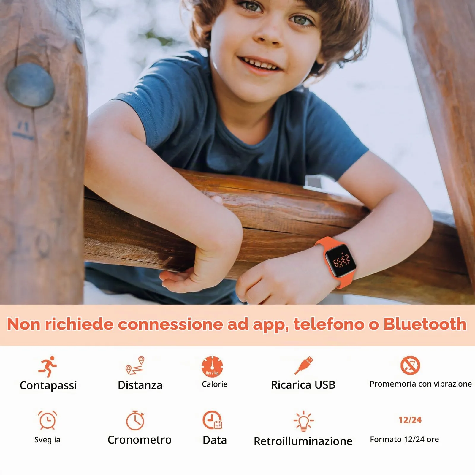 aswan watch Orologio Digitale Bambina Bambino con Contapassi,Calorie e Distanza senza App,Sveglia, Cronometro, Data, Luce-Orologio da polso Ragazza Ragazzo con Cinturino in Silicone - immagine 2