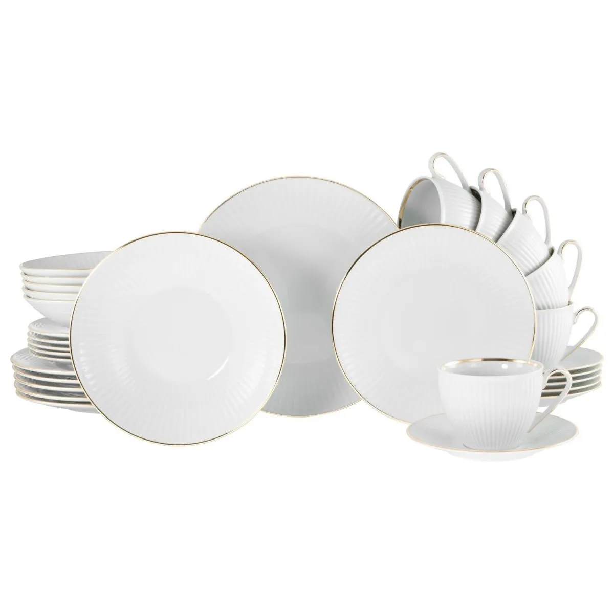 CreaTable Valencia oro - servizio combinato da 30 pezzi; bianco/oro - immagine 1