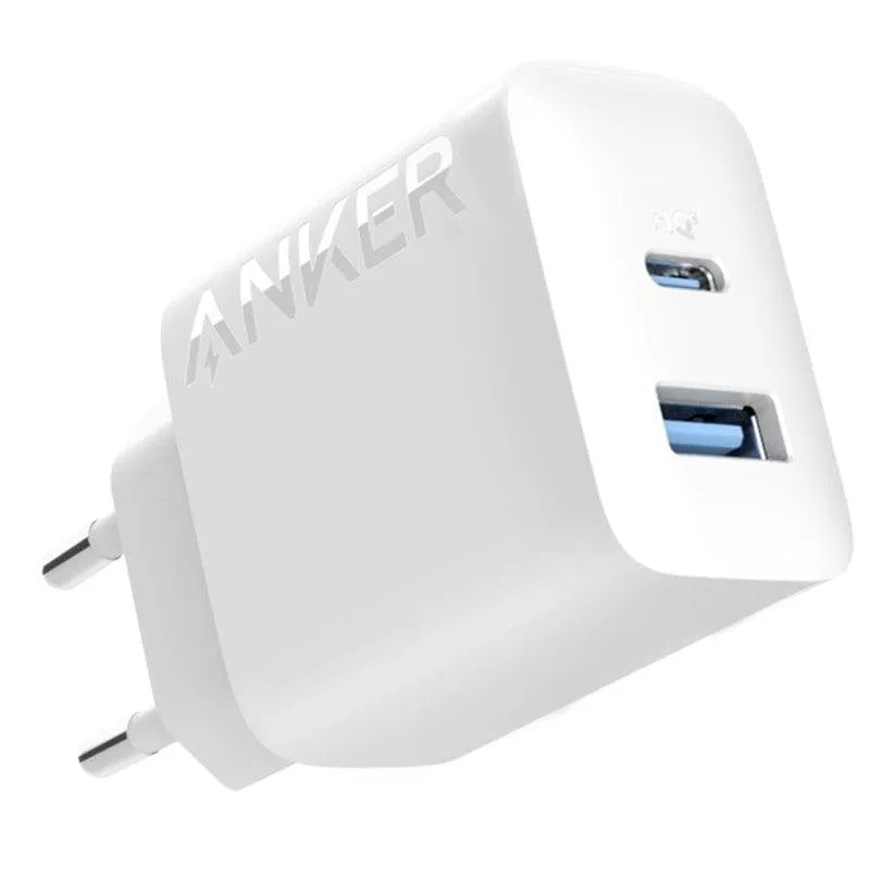 Caricatore da muro Anker A2348G21 USB-C e USB-A 20W compatto bianco - immagine 1