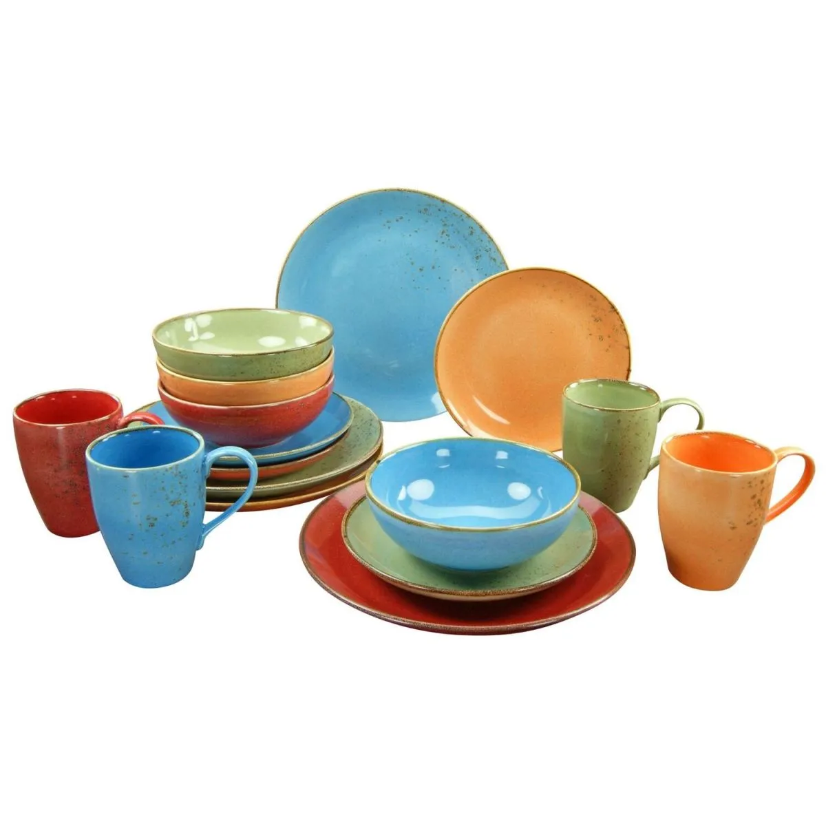 CreaTable Collezione Natura - Servizio combinato da 16 pezzi; blu/verde/arancione/rosso - immagine 1