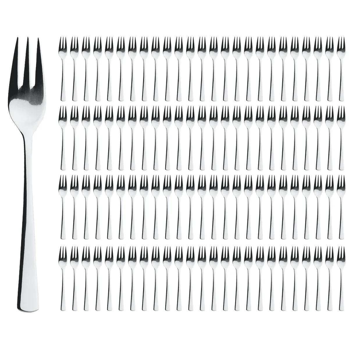 100x PULSIVA Confezione risparmio forchetta dolce Linz 100 pezzi; 14.5 cm (L); argento, manico argento; 100 pz. / Pacco - immagine 1