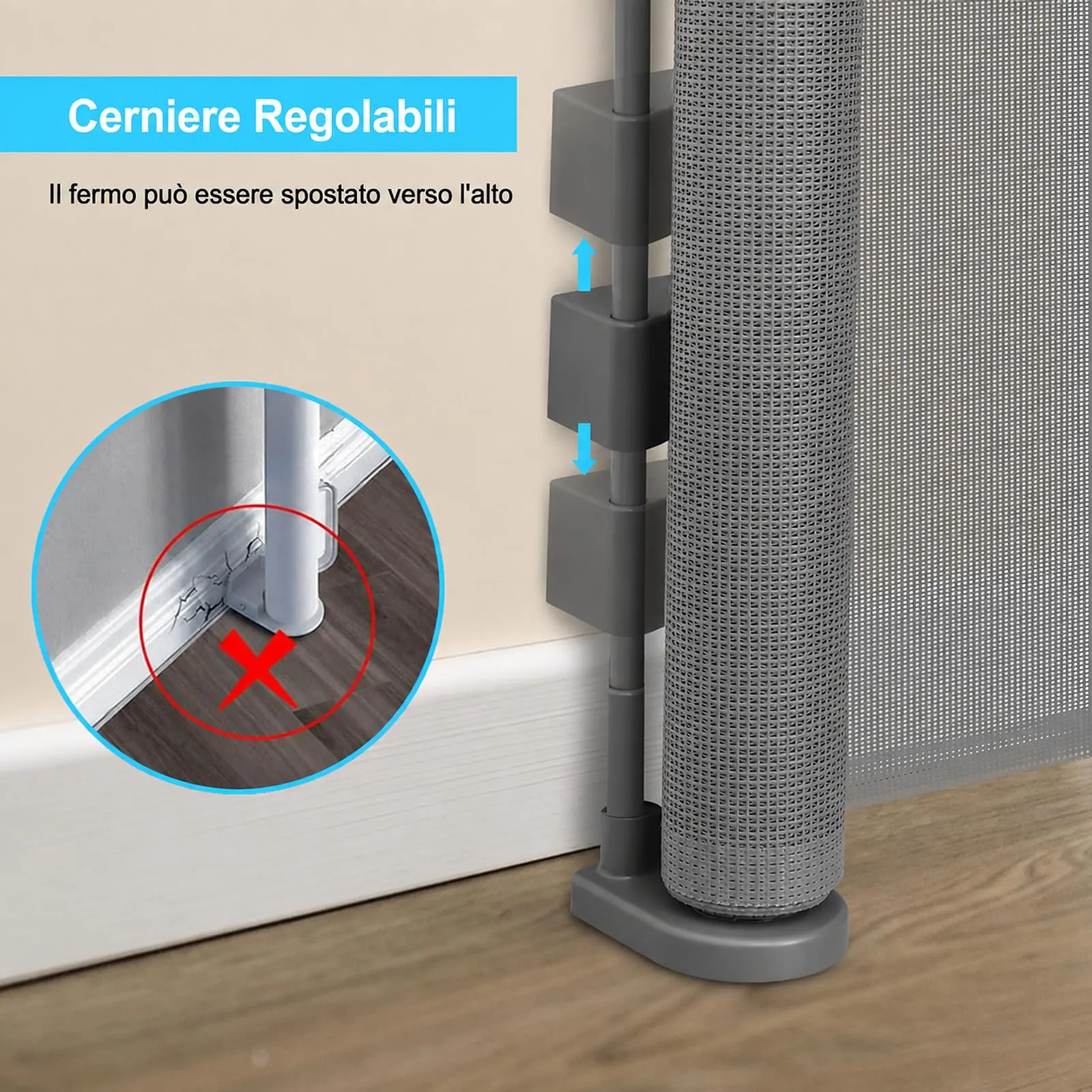 Cancelletto estensibile per scale, 0-200 cm Barriera di sicurezza per bambini estensibile, Barriera di sicurezza arrotolabile per Scale, cancelletti di sicurezza adatto per interni ed esterni - immagine 3