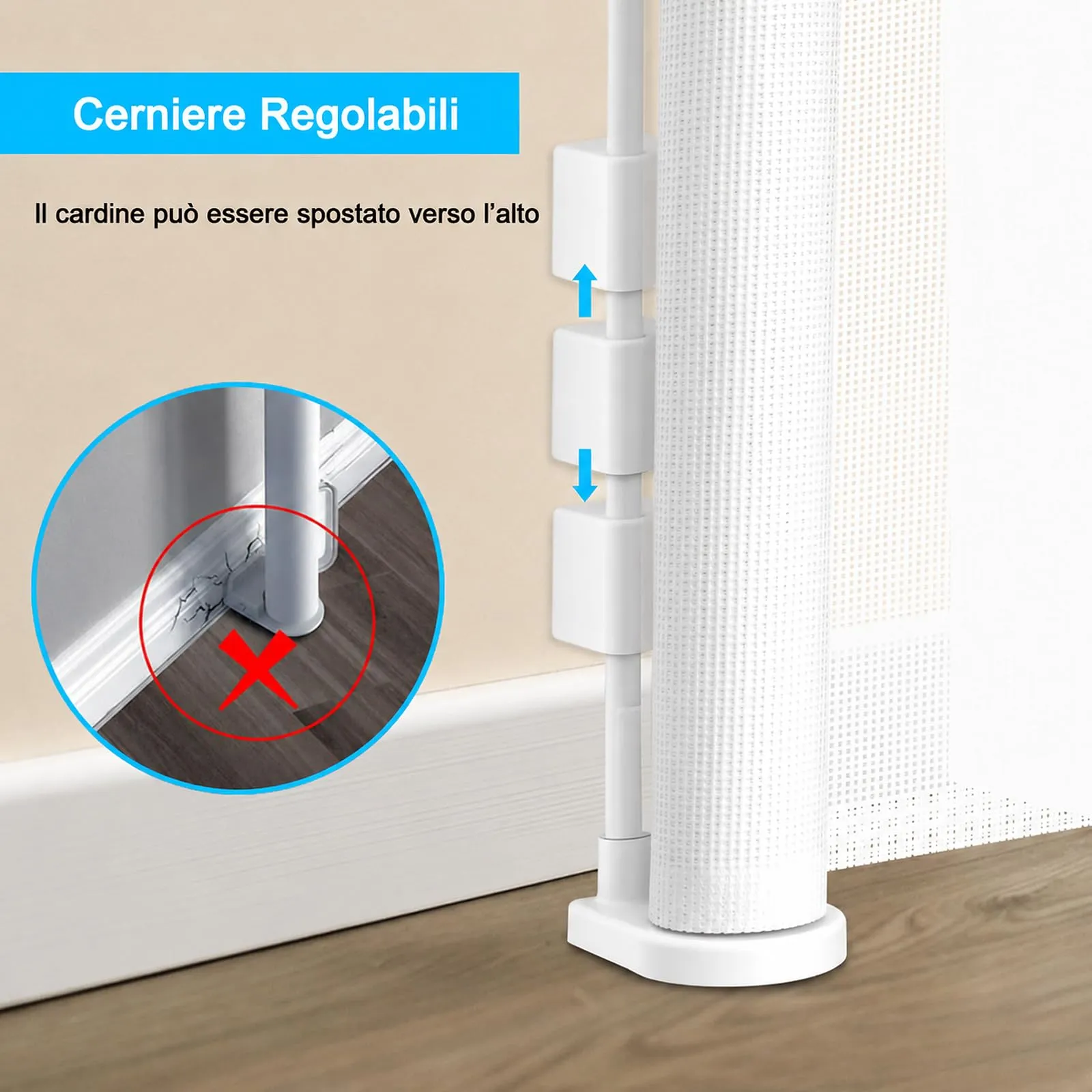 Cancelletto estensibile per scale, 0-200 cm Barriera di sicurezza per bambini estensibile, Barriera di sicurezza arrotolabile per Scale, cancelletti di sicurezza adatto per interni ed esterni - immagine 3