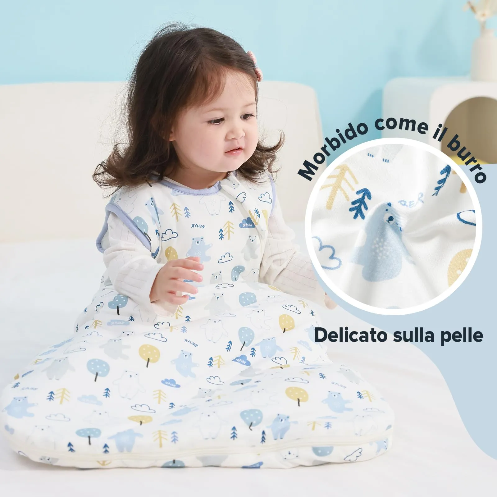 ToyaTec Sacco Nanna Bebé 2.5 Tog Super Morbido in Viscosa di Bambù, Sacco Nanna in Fibra di Bambù per Neonati, Coperta da Letto Autunno-Inverno - immagine 4