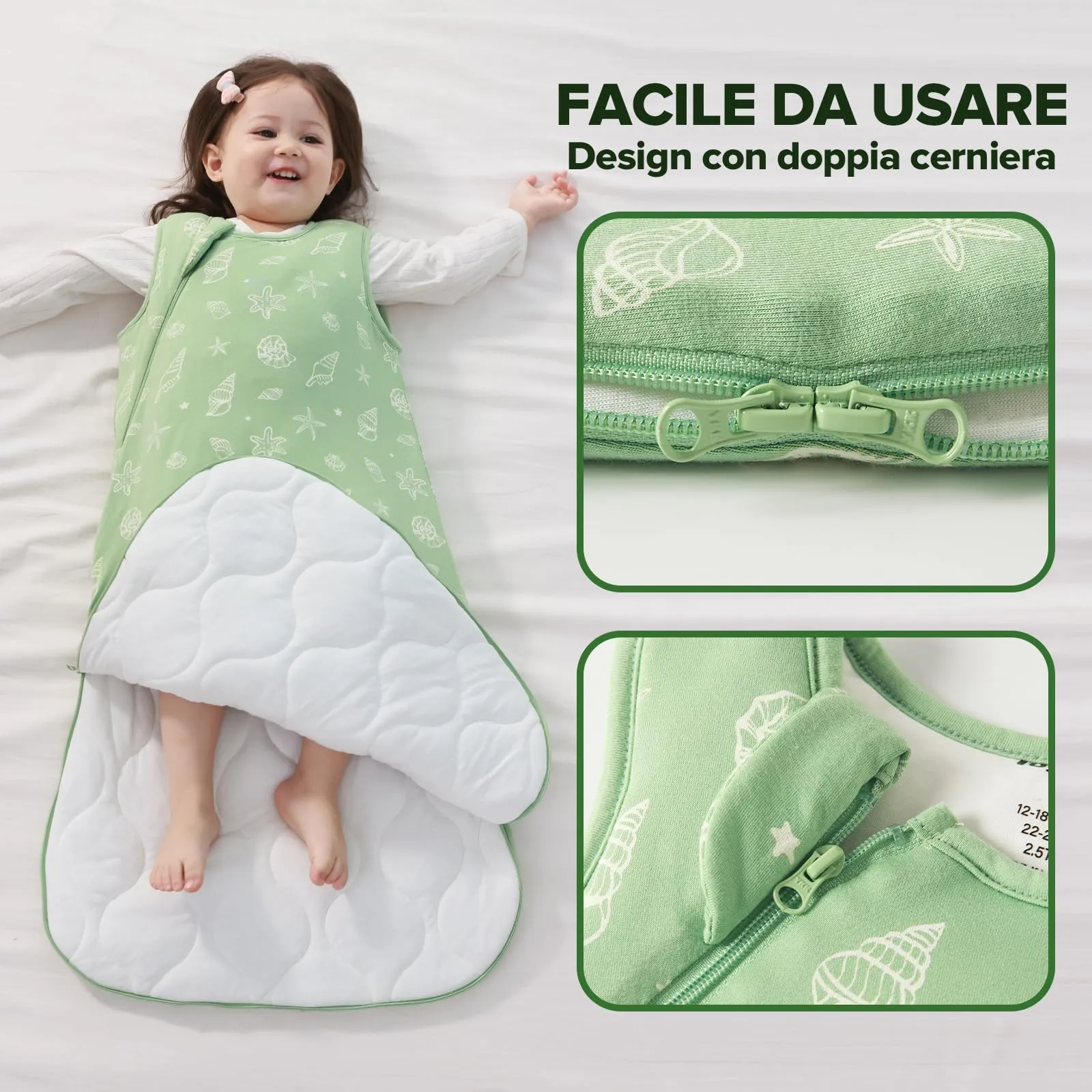 ToyaTec Sacco Nanna Bebé 2.5 Tog Super Morbido in Viscosa di Bambù, Sacco Nanna in Fibra di Bambù per Neonati, Coperta da Letto Autunno-Inverno - immagine 7