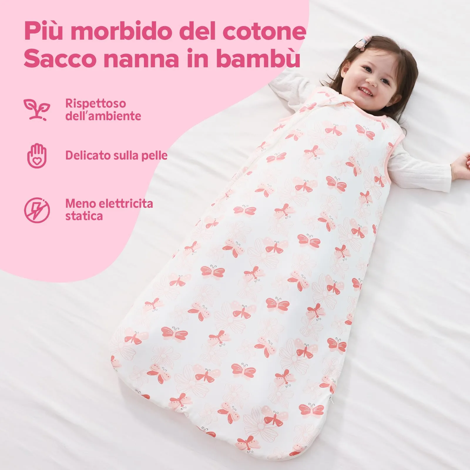ToyaTec Sacco Nanna Bebé 2.5 Tog Super Morbido in Viscosa di Bambù, Sacco Nanna in Fibra di Bambù per Neonati, Coperta da Letto Autunno-Inverno - immagine 3