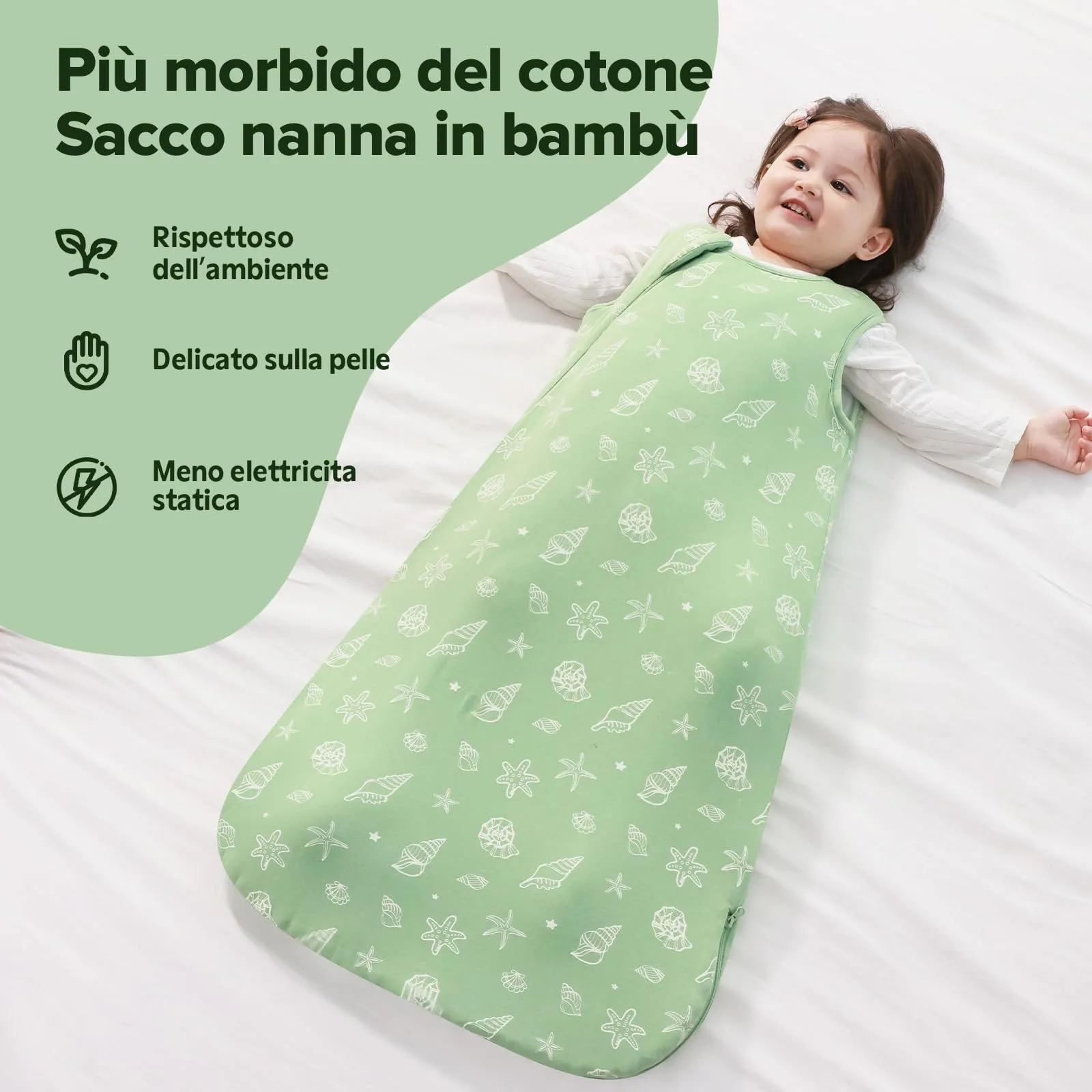 ToyaTec Sacco Nanna Bebé 2.5 Tog Super Morbido in Viscosa di Bambù, Sacco Nanna in Fibra di Bambù per Neonati, Coperta da Letto Autunno-Inverno - immagine 3
