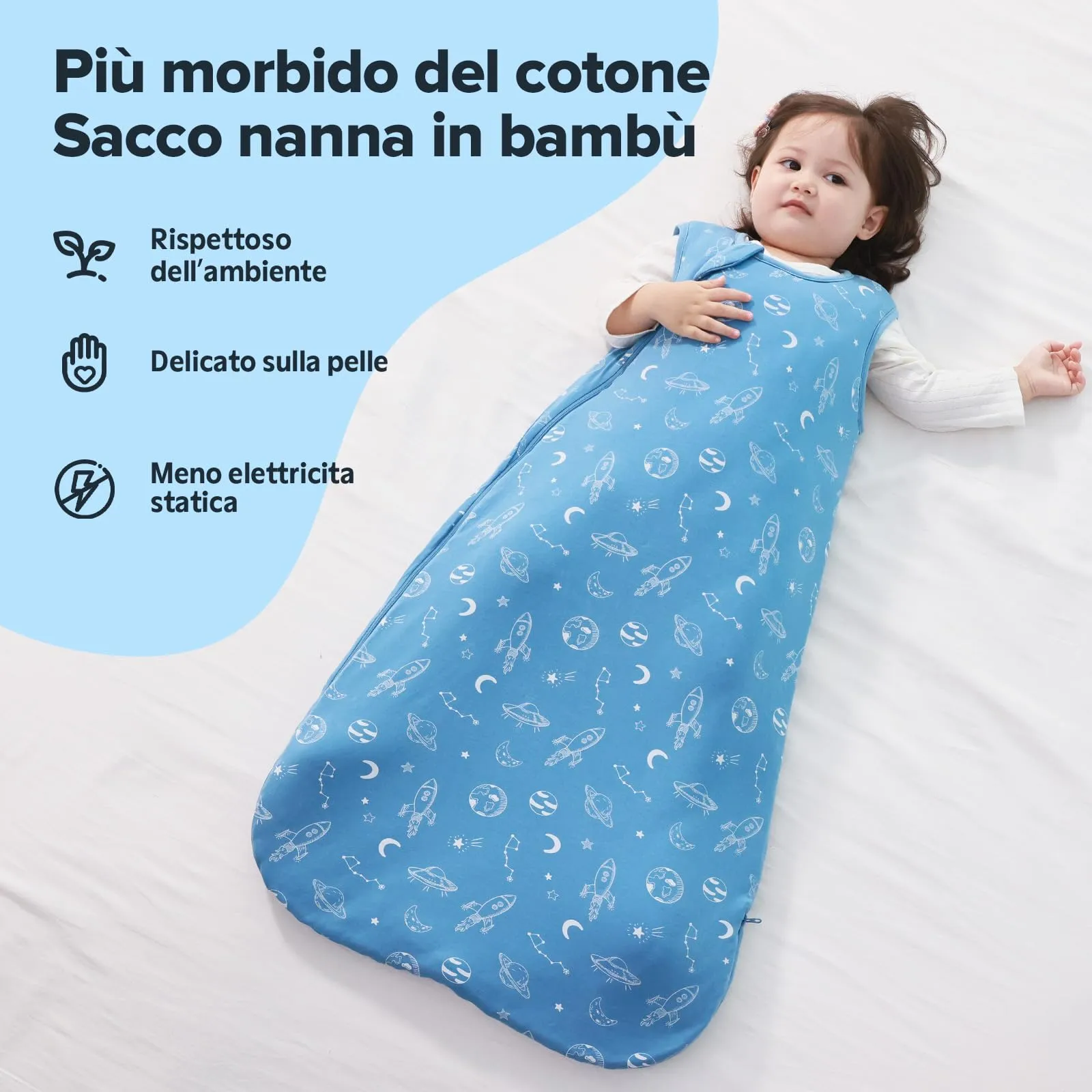 ToyaTec Sacco Nanna Bebé 2.5 Tog Super Morbido in Viscosa di Bambù, Sacco Nanna in Fibra di Bambù per Neonati, Coperta da Letto Autunno-Inverno - immagine 3