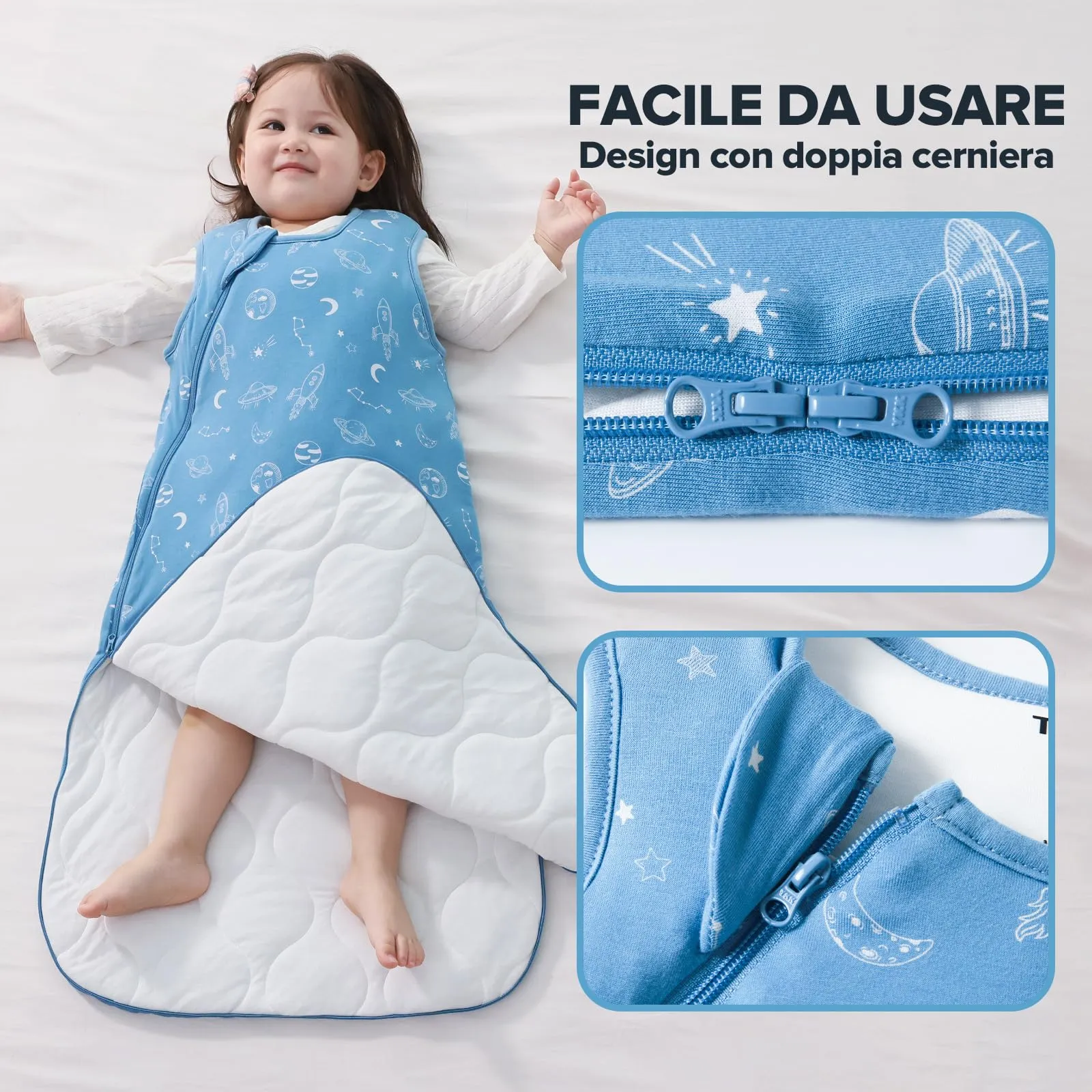 ToyaTec Sacco Nanna Bebé 2.5 Tog Super Morbido in Viscosa di Bambù, Sacco Nanna in Fibra di Bambù per Neonati, Coperta da Letto Autunno-Inverno - immagine 7