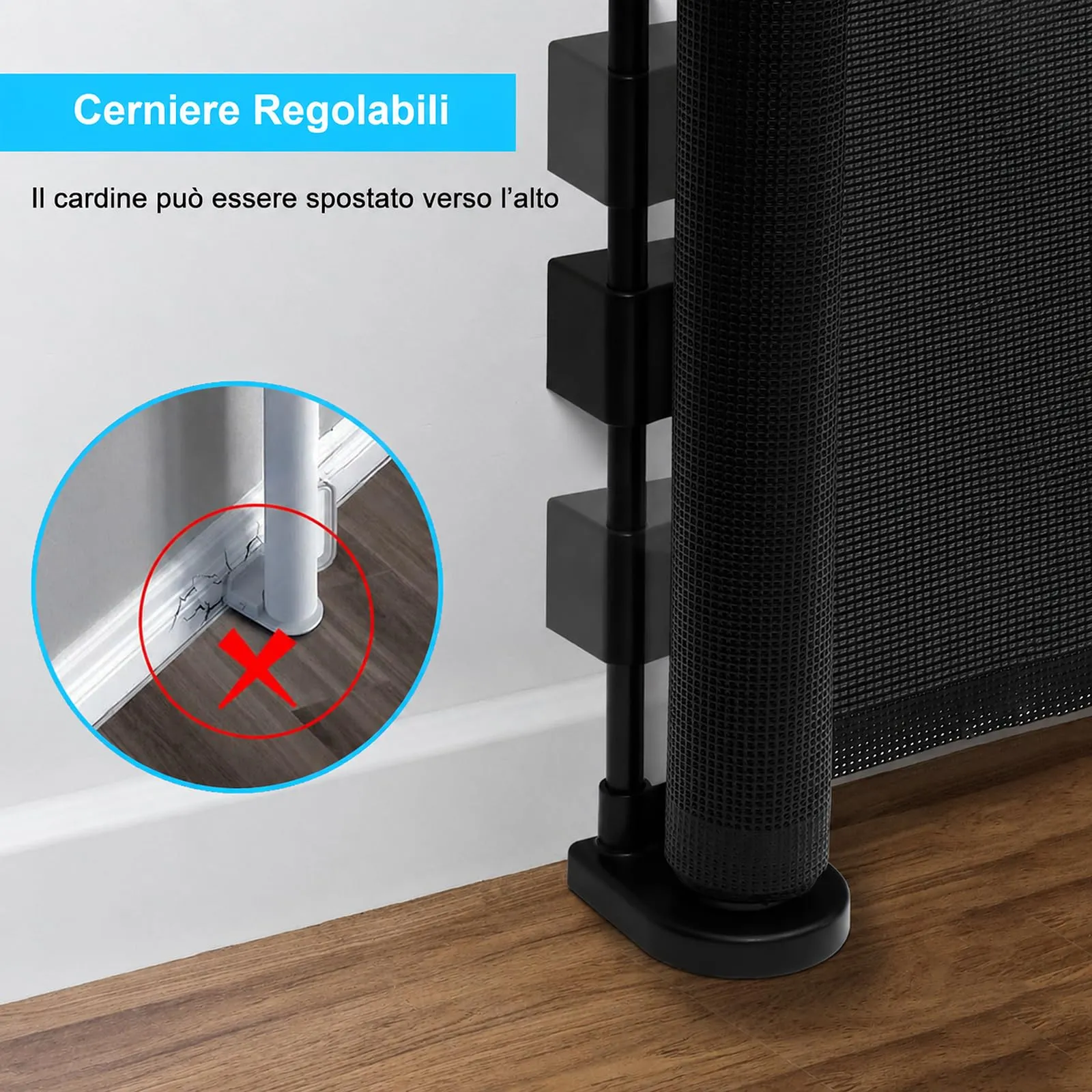 Cancelletto estensibile per scale, 0-200 cm Barriera di sicurezza per bambini estensibile, Barriera di sicurezza arrotolabile per Scale, cancelletti di sicurezza adatto per interni ed esterni - immagine 3